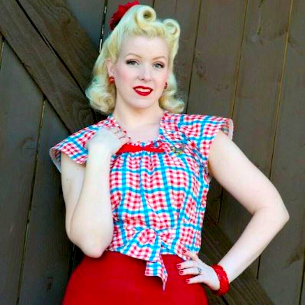 NudeeDudee Gingham Wrap Blouse